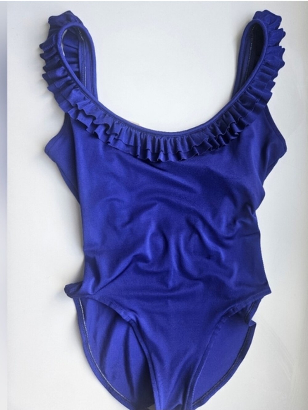 Bill Blass 1960's Union Royal Blue Ruffled One Piece Bathing Suit